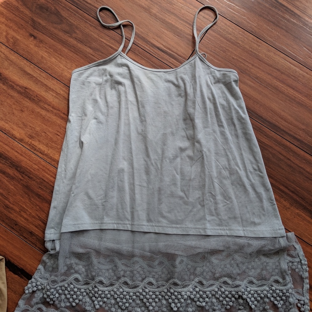 Set of four layering tanks with lace trim